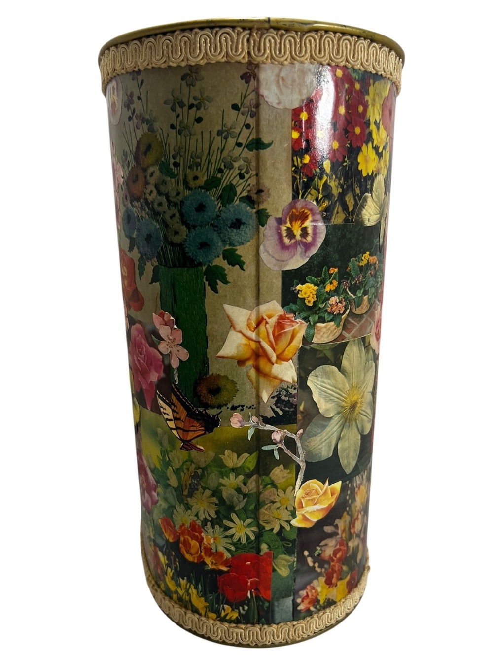 Vintage Mid Century Cheinco Metal Floral decoupage trashcan - Picture 3 of 10